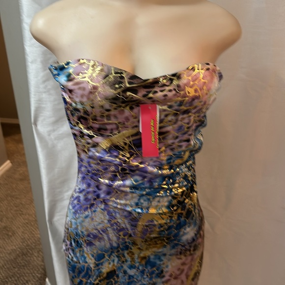 I.C.U. (M)  Multicolored Strapless Dress - Picture 5 of 5